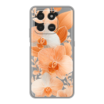 Силиконовый чехол на Honor X7d с принтом Бежевые цветы Силиконовый чехол на Honor X7d с принтом Бежевые цветы