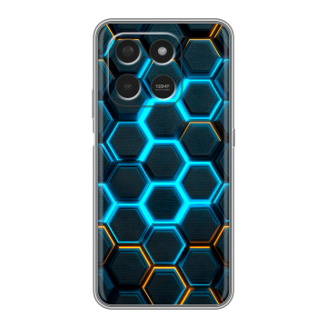 Силиконовый чехол на Honor X7d с принтом Неоновые соты Силиконовый чехол на Honor X7d с принтом Неоновые соты
