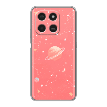 Силиконовый чехол на Honor X7d с принтом Розовый космос Силиконовый чехол на Honor X7d с принтом Розовый космос