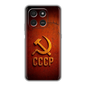 Силиконовый чехол на Honor X7d с принтом Флаг Герб СССР Силиконовый чехол на Honor X7d с принтом Флаг Герб СССР