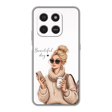 Силиконовый чехол на Honor X7d с принтом женский Силиконовый чехол на Honor X7d с принтом женский