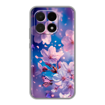 Силиконовый чехол на Xiaomi 15T с принтом цветы бабочки