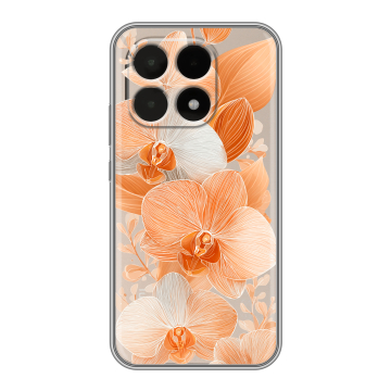 Силиконовый чехол на Xiaomi 15T с принтом Бежевые цветы Силиконовый чехол на Xiaomi 15T с принтом Бежевые цветы