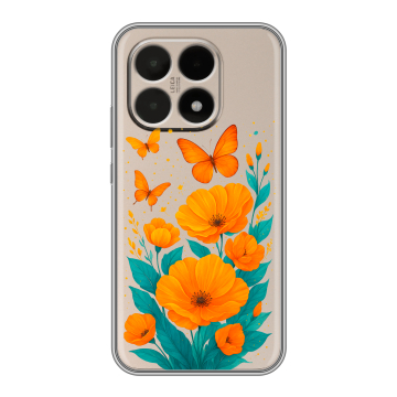 Силиконовый чехол на Xiaomi 15T с принтом цветы бабочки Силиконовый чехол на Xiaomi 15T с принтом цветы бабочки