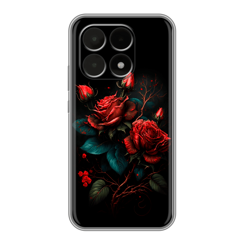 Силиконовый чехол на Xiaomi 15T с принтом Розы красные Силиконовый чехол на Xiaomi 15T с принтом Розы красные