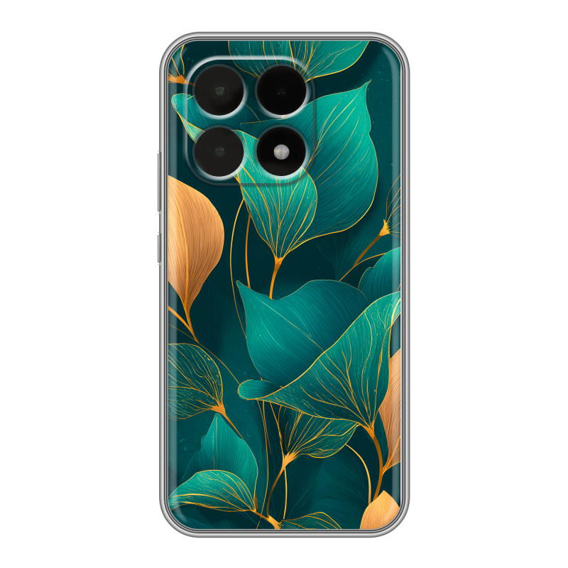 Силиконовый чехол на Xiaomi 15T с принтом Листья и золото Силиконовый чехол на Xiaomi 15T с принтом Листья и золото