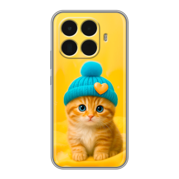 Силиконовый чехол на Xiaomi 15T Pro с принтом Котенок в шапке Силиконовый чехол на Xiaomi 15T Pro с принтом Котенок в шапке