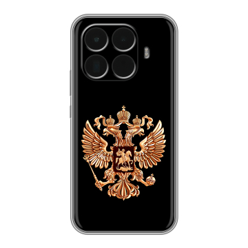 Силиконовый чехол на Xiaomi 15T Pro с принтом Герб России золотой Силиконовый чехол на Xiaomi 15T Pro с принтом Герб России золотой