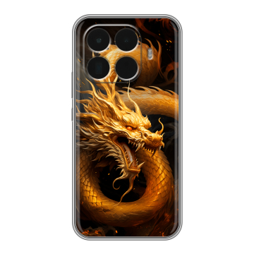 Силиконовый чехол на Xiaomi 15T Pro с принтом Золотой дракон Силиконовый чехол на Xiaomi 15T Pro с принтом Золотой дракон
