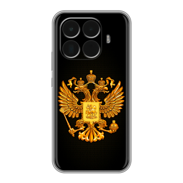 Силиконовый чехол на Xiaomi 15T Pro с принтом Герб России желтый