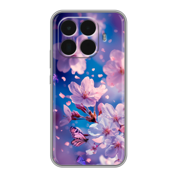 Силиконовый чехол на Xiaomi 15T Pro с принтом цветы бабочки Силиконовый чехол на Xiaomi 15T Pro с принтом цветы бабочки