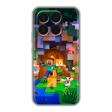 Силиконовый чехол на Xiaomi 15T Pro с принтом Майнкрафт Minecraft Силиконовый чехол на Xiaomi 15T Pro с принтом Майнкрафт Minecraft
