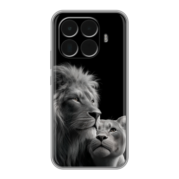 Силиконовый чехол на Xiaomi 15T Pro с принтом Лев кошки Силиконовый чехол на Xiaomi 15T Pro с принтом Лев кошки