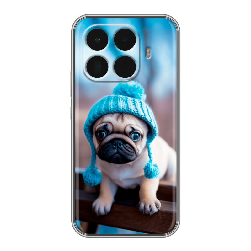 Силиконовый чехол на Xiaomi 15T Pro с принтом Мопс в шапке Силиконовый чехол на Xiaomi 15T Pro с принтом Мопс в шапке