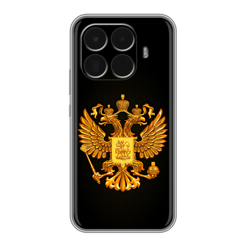 Силиконовый чехол на Xiaomi 15T Pro с принтом Герб России желтый Силиконовый чехол на Xiaomi 15T Pro с принтом Герб России желтый