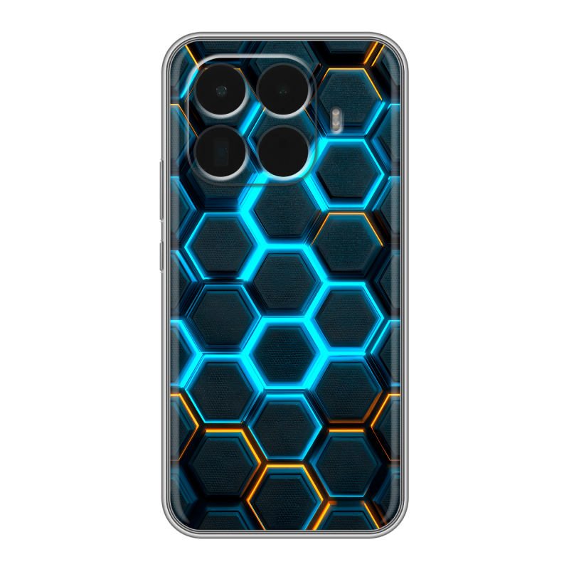 Силиконовый чехол на Xiaomi 15T Pro с принтом Неоновые соты Силиконовый чехол на Xiaomi 15T Pro с принтом Неоновые соты