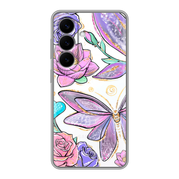 Силиконовый чехол на Samsung Galaxy S26 с принтом Бабочки и цветы Силиконовый чехол на Samsung Galaxy S26 с принтом Бабочки и цветы