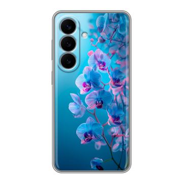 Силиконовый чехол на Samsung Galaxy S26 с принтом голубые орхидеи Силиконовый чехол на Samsung Galaxy S26 с принтом голубые орхидеи