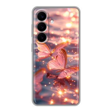 Силиконовый чехол на Samsung Galaxy S26 с принтом бабочки розовые Силиконовый чехол на Samsung Galaxy S26 с принтом бабочки розовые