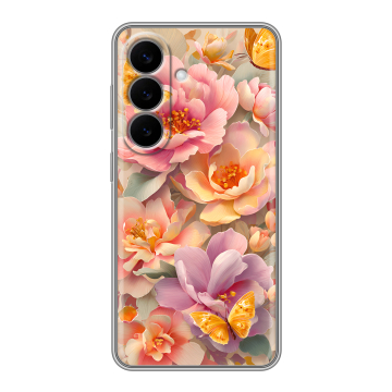 Силиконовый чехол на Samsung Galaxy S26 с принтом Цветы и бабочки Силиконовый чехол на Samsung Galaxy S26 с принтом Цветы и бабочки