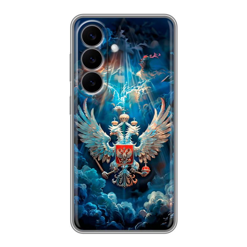 Силиконовый чехол на Samsung Galaxy S26 с принтом Герб флаг России Силиконовый чехол на Samsung Galaxy S26 с принтом Герб флаг России