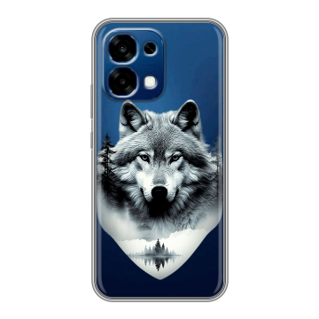 Силиконовый чехол на OPPO A6 Pro с принтом Волк в лесу Силиконовый чехол на OPPO A6 Pro с принтом Волк в лесу
