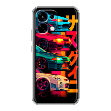 Силиконовый чехол на OPPO A6 Pro с принтом Гоночные машины