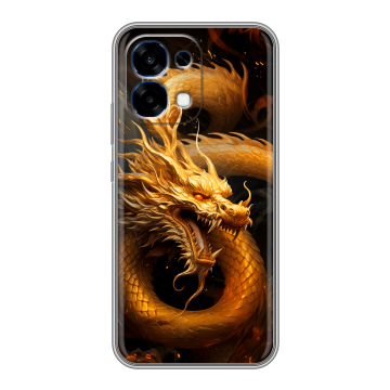 Силиконовый чехол на OPPO A6 Pro с принтом Золотой дракон