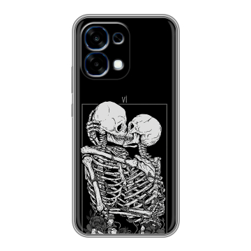 Силиконовый чехол на OPPO A6 Pro с принтом Поцелуй скелетов Силиконовый чехол на OPPO A6 Pro с принтом Поцелуй скелетов