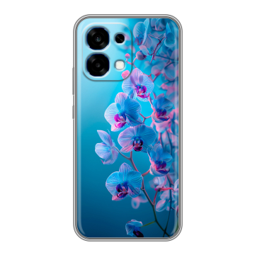 Силиконовый чехол на OPPO A6 Pro с принтом голубые орхидеи Силиконовый чехол на OPPO A6 Pro с принтом голубые орхидеи