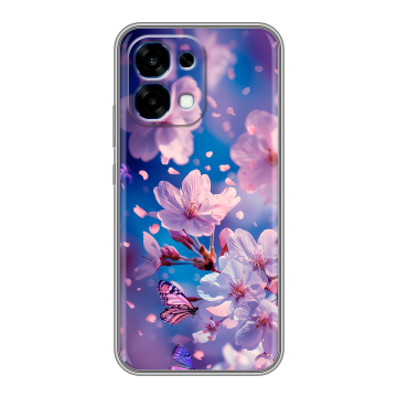 Силиконовый чехол на OPPO A6 Pro с принтом цветы бабочки Силиконовый чехол на OPPO A6 Pro с принтом цветы бабочки