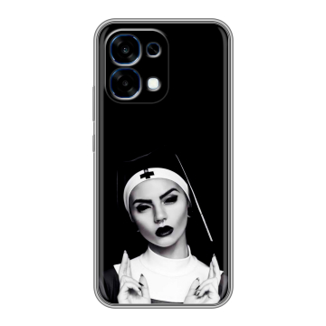 Силиконовый чехол на OPPO A6 Pro с принтом монашка Силиконовый чехол на OPPO A6 Pro с принтом монашка