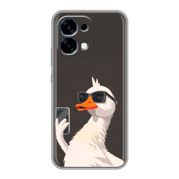 Силиконовый чехол на OPPO A6 Pro с принтом утка в очках Силиконовый чехол на OPPO A6 Pro с принтом утка в очках