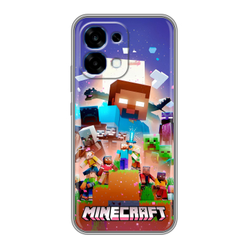 Силиконовый чехол на OPPO A6 Pro с принтом Майнкрафт Minecraft