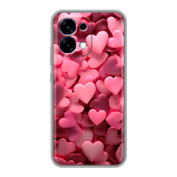 Силиконовый чехол на OPPO A6 Pro с принтом розовые сердечки