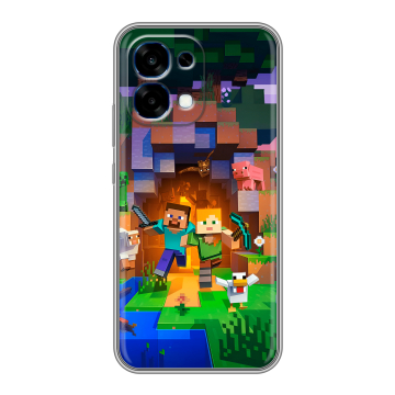 Силиконовый чехол на OPPO A6 Pro с принтом Майнкрафт Minecraft