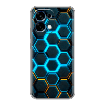 Силиконовый чехол на OPPO A6 Pro с принтом Неоновые соты