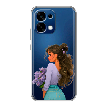 Силиконовый чехол на OPPO A6 Pro с принтом девушка цветы