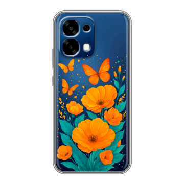 Силиконовый чехол на OPPO A6 Pro с принтом цветы бабочки