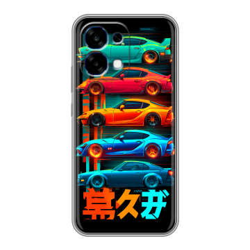 Силиконовый чехол на OPPO A6 Pro с принтом машины тачки