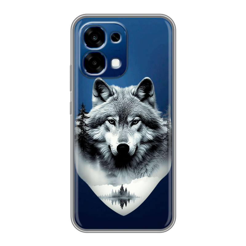Силиконовый чехол на OPPO A6 Pro с принтом Волк в лесу Силиконовый чехол на OPPO A6 Pro с принтом Волк в лесу