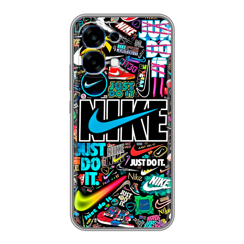Силиконовый чехол на OPPO A6 Pro с принтом найк nike черный Силиконовый чехол на OPPO A6 Pro с принтом найк nike черный