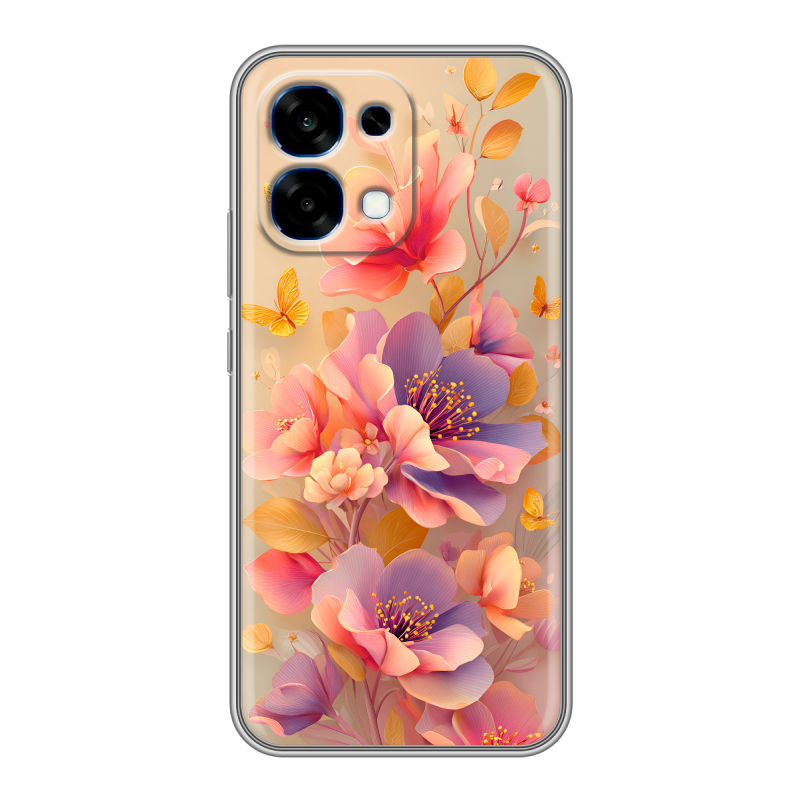 Силиконовый чехол на OPPO A6 Pro с принтом Цветы и бабочки Силиконовый чехол на OPPO A6 Pro с принтом Цветы и бабочки