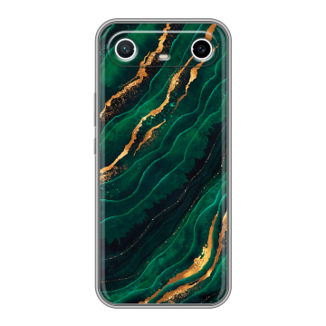 Силиконовый чехол на Tecno Spark Slim с принтом Мрамор зеленое золото Силиконовый чехол на Tecno Spark Slim с принтом Мрамор зеленое золото
