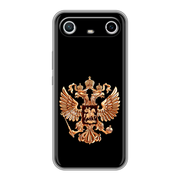 Силиконовый чехол на Tecno Spark Slim с принтом Герб России золотой