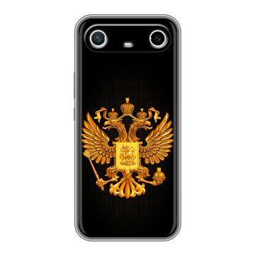 Силиконовый чехол на Tecno Spark Slim с принтом Герб России желтый Силиконовый чехол на Tecno Spark Slim с принтом Герб России желтый