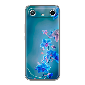 Силиконовый чехол на Tecno Spark Slim с принтом Голубые цветы Силиконовый чехол на Tecno Spark Slim с принтом Голубые цветы