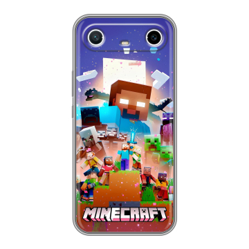 Силиконовый чехол на Tecno Spark Slim с принтом Майнкрафт Minecraft