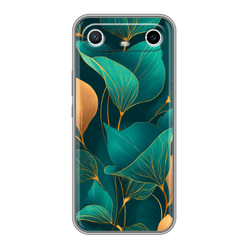 Силиконовый чехол на Tecno Spark Slim с принтом Листья и золото Силиконовый чехол на Tecno Spark Slim с принтом Листья и золото