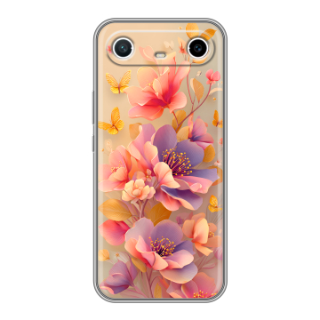 Силиконовый чехол на Tecno Spark Slim с принтом Цветы и бабочки Силиконовый чехол на Tecno Spark Slim с принтом Цветы и бабочки